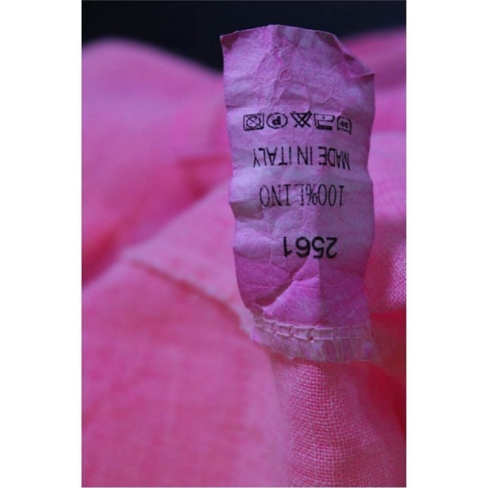 Alexandre Laurent Womens Linen Button Up Blouse Pants Set Neon Pink Size L - Picture 8 of 8